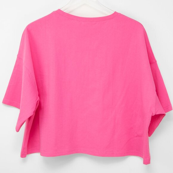 Peach Love "Feeling Lucky" Embroidered Patch Tee Cropped Rainbow Pink Small New - Picture 3 of 7